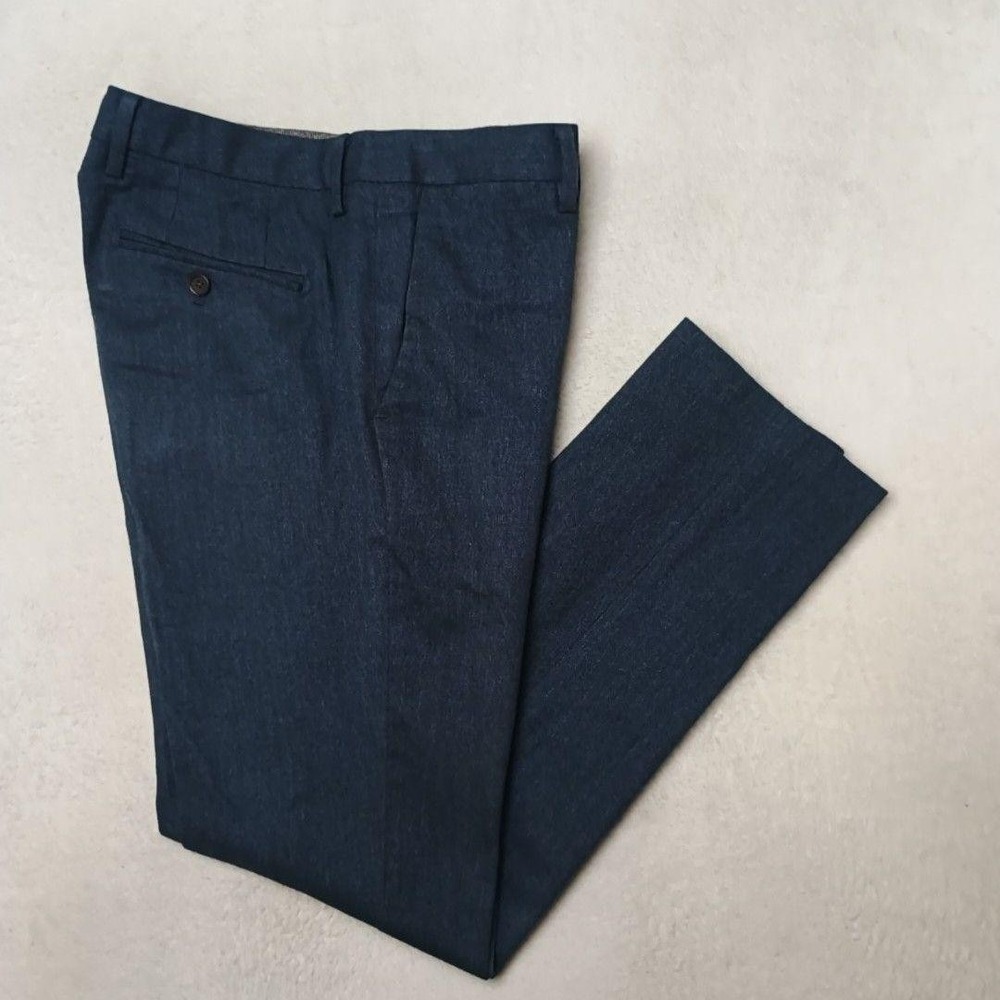 Bonobos Pants Men 31x30 Blue Herringbone Tweed Slim Dress Stretch Pockets